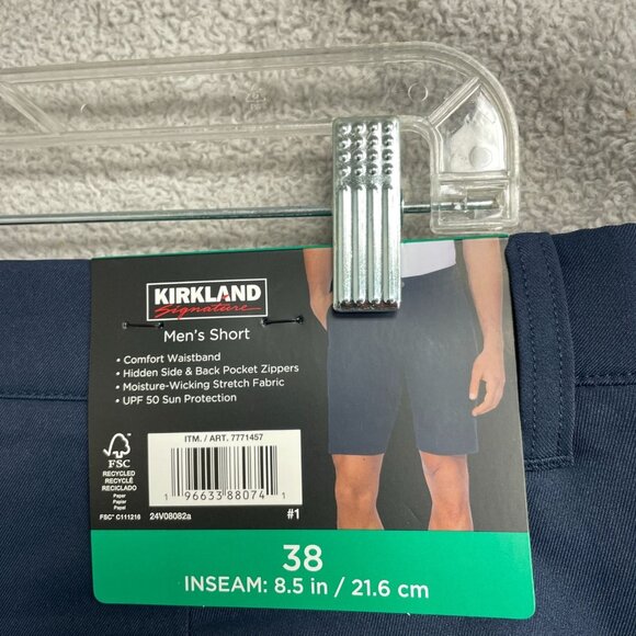 NEW Kirkland Signature Men's Size 38 Navy Shorts Polyester Comfort Waistband - Picture 4 of 7